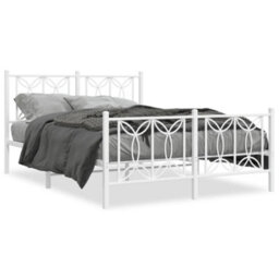 Berkfield Metal Bed Frame Without Mattress With Footboard White 140X200Cm - thumbnail 2