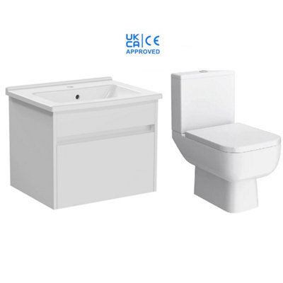 Corso Complete Rak 600 Toilet Soft Close + 600mm Wall Hung Vanity Unit Inc Basin - image 1