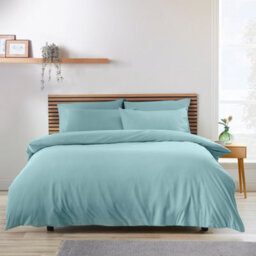 Catherine Lansfield So Soft Non-Iron Super King Duvet Cover Set With Pillowcases Duck Egg Blue - thumbnail 1