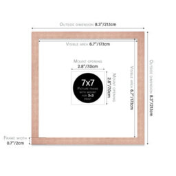 "7X7"" Bronze Picture Frame - 7X7"" Square Frame With 3X3"" Mount For 7X7""/3X3"" Pictures Art Deco Style Room Decor, 1 Pack" - thumbnail 2