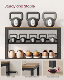Songmics Shoe Rack, 5-Tier Shoe Storage With Shelves And Large Top, Adjustable Shelves, Space-Saving, Honey Brown And Ink Black - thumbnail 6