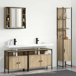Berkfield Bathroom Furniture Set 4 Pcs Sonoma Oak 33 X 33 X 185.5 Cm - thumbnail 1