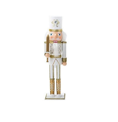 Nutcracker Christmas Decoration Wood Soldier 30Cm/11.8In Ornament Glitter Traditional Table Top Party Xmas Gift Gold Sword - image 1