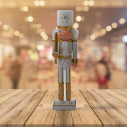 Nutcracker Christmas Decoration Wood Soldier 30Cm/11.8In Ornament Glitter Traditional Table Top Party Xmas Gift Gold Sword - thumbnail 3
