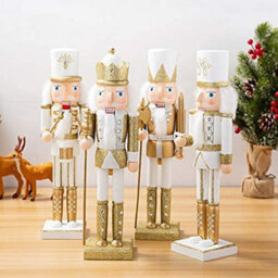 Nutcracker Christmas Decoration Wood Soldier 30Cm/11.8In Ornament Glitter Traditional Table Top Party Xmas Gift Gold Sword - thumbnail 8