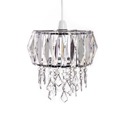 Innoteck Sparkly Ceiling Chandelier Drum Shade With Prismatic Acrylic Crystal Strips And Droplets - image 1