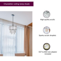 Innoteck Sparkly Ceiling Chandelier Drum Shade With Prismatic Acrylic Crystal Strips And Droplets - thumbnail 4