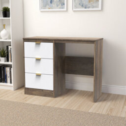 Nashville Ready Assembled White & Oak 3 Drawer Dressing Table (H)756mm (W)969mm (D)395mm - thumbnail 1