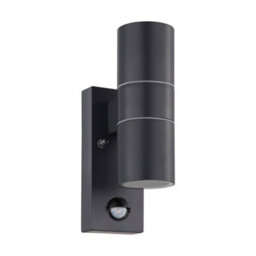 Stylish Ip44 Outdoor Wall Light With Pir Sensor In Anthracite Steel For Gu10 Bulbs
