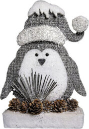 Shatchi 42Cm Grey Penguin Christmas Tabletop Figures Xmas Glitter Foam Showpiece Decorations - thumbnail 3