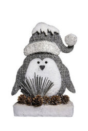 Shatchi 42Cm Grey Penguin Christmas Tabletop Figures Xmas Glitter Foam Showpiece Decorations - thumbnail 2