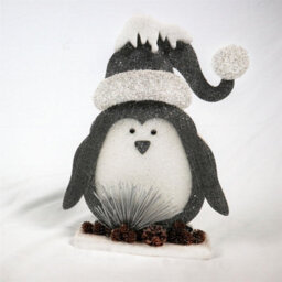 Shatchi 42Cm Grey Penguin Christmas Tabletop Figures Xmas Glitter Foam Showpiece Decorations - thumbnail 1