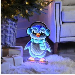 Samuel Alexander 40Cm Light Up Penguin Infinity Christmas Decoration With Blue And White Leds - thumbnail 1