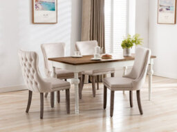 HomeTouch Set Of 2 Lux Velvet Tufted Dining Chairs,  Wing Back Kitchen Chairs Office Bedroom Chairs With Oak Wood Legs - thumbnail 5