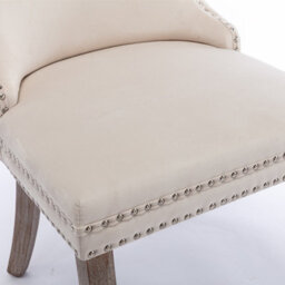 HomeTouch Set Of 2 Lux Velvet Tufted Dining Chairs,  Wing Back Kitchen Chairs Office Bedroom Chairs With Oak Wood Legs - thumbnail 9