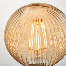 Led Filament Lamp Bulb Amber Tinted 4W E27 Led Ribbed Glass Gobe Warm White - thumbnail 4