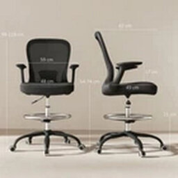 Black Ergonomic Mesh Draughtsman Chair - thumbnail 2