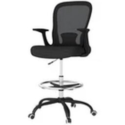 Black Ergonomic Mesh Draughtsman Chair - thumbnail 5
