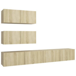 Berkfield Modern 4 Piece Tv Cabinet Set Sonoma Oak Engineered Wood - thumbnail 1