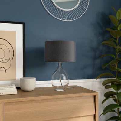 GoodHome Cushing Teardrop Gloss Clear & Grey Table Lamp - image 1