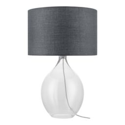 GoodHome Cushing Teardrop Gloss Clear & Grey Table Lamp - thumbnail 2