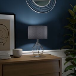 GoodHome Cushing Teardrop Gloss Clear & Grey Table Lamp - thumbnail 7