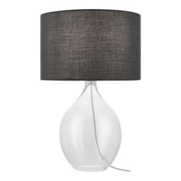GoodHome Cushing Teardrop Gloss Clear & Grey Table Lamp - thumbnail 3