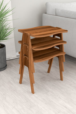 Woohoo Furniture Zigon Wooden Coffee Table Walnut, Wooden Decorative Modern Design Legs Walnut Mdf - image 1