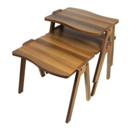 Woohoo Furniture Zigon Wooden Coffee Table Walnut, Wooden Decorative Modern Design Legs Walnut Mdf - thumbnail 2