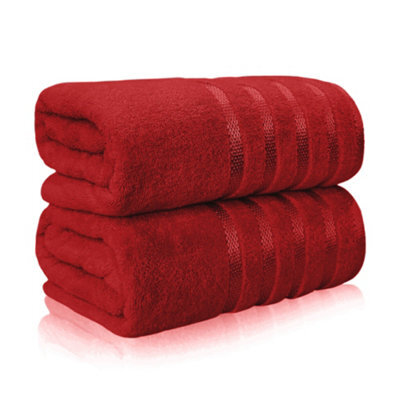 Casabella Bath Sheets 2 Pack Jumbo Bathsheet 90X180 Cm 100% Cotton Towels Quick Dry Super Soft Highly Absorbent Red - image 1