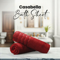 Casabella Bath Sheets 2 Pack Jumbo Bathsheet 90X180 Cm 100% Cotton Towels Quick Dry Super Soft Highly Absorbent Red - thumbnail 6