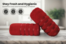 Casabella Bath Sheets 2 Pack Jumbo Bathsheet 90X180 Cm 100% Cotton Towels Quick Dry Super Soft Highly Absorbent Red - thumbnail 3