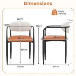 Modern Dining Chairs Set Of 2 Faux Leather Upholstered Kitchen Chairs - thumbnail 2
