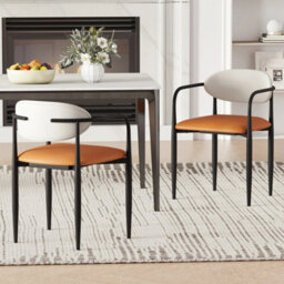 Modern Dining Chairs Set Of 2 Faux Leather Upholstered Kitchen Chairs - thumbnail 3