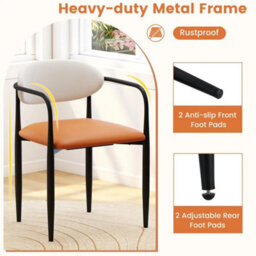 Modern Dining Chairs Set Of 2 Faux Leather Upholstered Kitchen Chairs - thumbnail 4