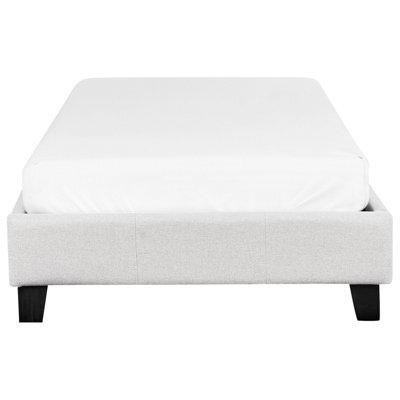 Wyld and Coco Brandlux Eu Single Bed 3Ft Light Grey Slatted Frame No Headboard - Linen-Look Upholstery - image 1