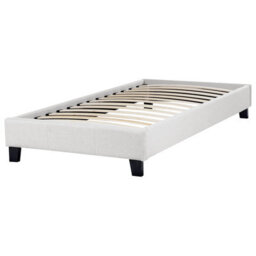 Wyld and Coco Brandlux Eu Single Bed 3Ft Light Grey Slatted Frame No Headboard - Linen-Look Upholstery - thumbnail 4