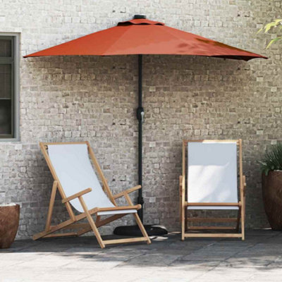 Berkfield Garden Parasol With Led Strip Lights Terracotta Fabric - image 1