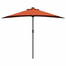 Berkfield Garden Parasol With Led Strip Lights Terracotta Fabric - thumbnail 5