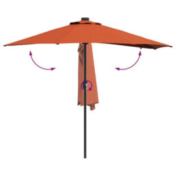 Berkfield Garden Parasol With Led Strip Lights Terracotta Fabric - thumbnail 9