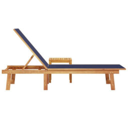 Berkfield Sun Lounger With Table Blue Solid Wood Acacia And Textilene - thumbnail 4