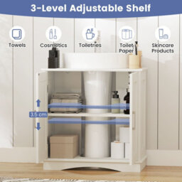 Costway 60 Cm Pedestal Sink Bathroom Vanity Cabinet Under Sink Cabinet-White - thumbnail 7