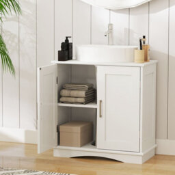 Costway 60 Cm Pedestal Sink Bathroom Vanity Cabinet Under Sink Cabinet-White - thumbnail 9