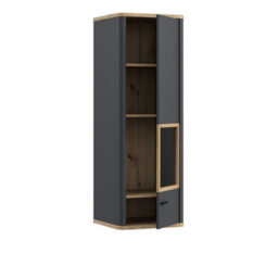 Furniture To Go Klara Display Cabinet With 1 Glass Door In Grey And Oak Inc Led Lighting - thumbnail 3