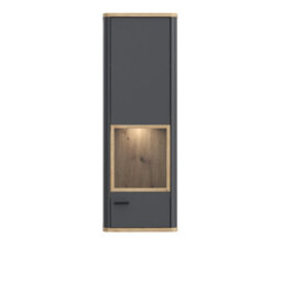 Furniture To Go Klara Display Cabinet With 1 Glass Door In Grey And Oak Inc Led Lighting - thumbnail 2