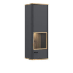 Furniture To Go Klara Display Cabinet With 1 Glass Door In Grey And Oak Inc Led Lighting