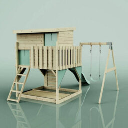 Polarplay Garden Climbing Platform And Playhouse With Single Swing For Kids - Tjorven Mint Green - thumbnail 3