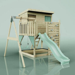Polarplay Garden Climbing Platform And Playhouse With Single Swing For Kids - Tjorven Mint Green - thumbnail 2