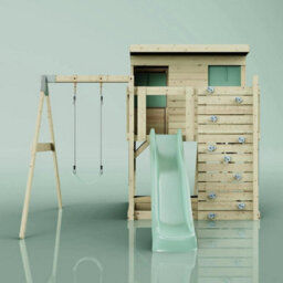 Polarplay Garden Climbing Platform And Playhouse With Single Swing For Kids - Tjorven Mint Green - thumbnail 4