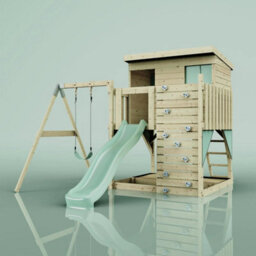 Polarplay Garden Climbing Platform And Playhouse With Single Swing For Kids - Tjorven Mint Green - thumbnail 1